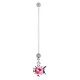 Piercing nombril grossesse 43 - Poisson avec cristal rond rose