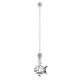Piercing nombril grossesse 43 - Poisson avec cristal rond transparent