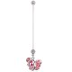 Piercing nombril grossesse 01 - Papillon multiples cristaux roses