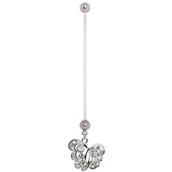 Piercing nombril grossesse 01 - Papillon multiples cristaux transparents