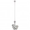 Piercing nombril grossesse 01 - Papillon multiples cristaux transparents
