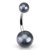 Piercing nombril UV 34 - Boules perles noires