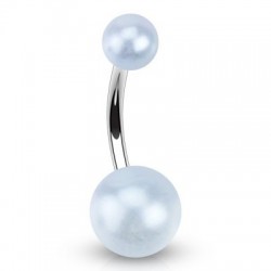 Piercing nombril UV 34 - Boules perles bleu-clair