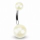 Piercing nombril UV 34 - Boules perles blanches