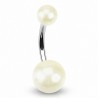 Piercing nombril UV 34 - Boules perles blanches