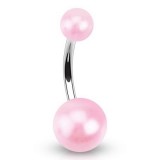 Piercing nombril UV 34 - Boules perles roses
