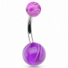 Piercing nombril UV 26 - Melon blanc et lilas