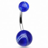 Piercing nombril UV 26 - Melon blanc et bleu