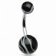 Piercing nombril UV 26 - Melon blanc et noir