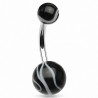 Piercing nombril UV 26 - Melon blanc et noir