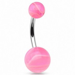 Piercing nombril UV 26 - Melon blanc et rose