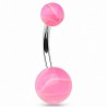 Piercing nombril UV 26 - Melon blanc et rose