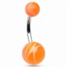 Piercing nombril UV 26 - Melon blanc et orange