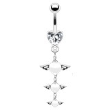 Piercing nombril coeur 50 - Triple ailé