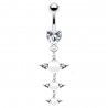 Piercing nombril cœur 50 - trois cœurs ailés pendants blancs