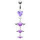 Piercing nombril cœur 50 - trois cœurs ailés pendants lilas