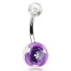 Piercing nombril UV 02 - Fleur lilas boule transparente