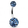 Piercing nombril UV 03 - Peau de panthère bleu-clair