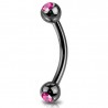 Piercing arcade 19 - Plaqué titane noir strass rose