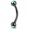 Piercing arcade 19 - Plaqué titane noir strass bleu-clair