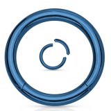 Piercing anneau 1,6mm 11 - Anneau brisé plaqué-titane bleu