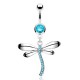 Piercing nombril libellule corps courbé cristaux bleu-clair (81)