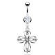Piercing nombril croix 03 - Blanche style cœurs