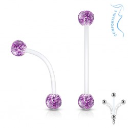 Piercing nombril grossesse 09 - UV boules paillettes lilas
