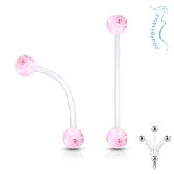 Piercing nombril grossesse 09 - UV boules paillettes roses