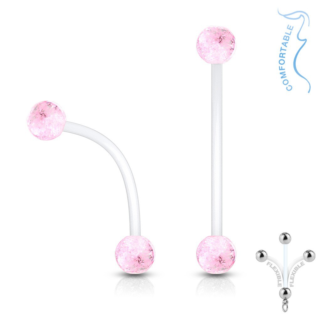Piercing Nombril Grossesse Lovepiercing - Barre Acrylique 25mm Flexible - Zirconium Rouge