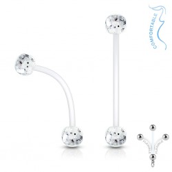 Piercing nombril grossesse 09 - UV boules paillettes transparentes