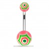 Piercing nombril UV 09 - Toile d'araignée rose et verte