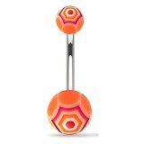 Piercing nombril UV 09 - Toile d'araignée orange et lilas