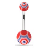 Piercing nombril UV 09 - Toile d'araignée rouge et bleue