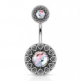 Piercing nombril haut et bas vintage cristal aurora (D33)