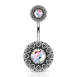 Piercing nombril haut et bas vintage cristal aurora (D33)