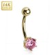 Piercing nombril or 14K 01 - Zircone rond rose