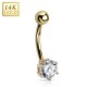 Piercing nombril or 14K 01 - Zircone rond transparent