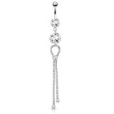 Piercing nombril chainettes et zircones ronds transparents (D15)