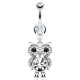Piercing nombril hibou debout cristaux transparents (117)