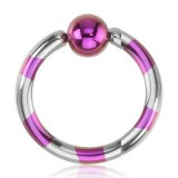 Piercing anneau 1,6mm 21 - Strié gris et lilas
