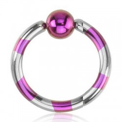 Piercing anneau 1,6mm 21 - Strié gris et lilas