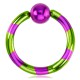 Piercing anneau 21 - Strié vert et lilas