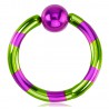 Piercing anneau 21 - Strié vert et lilas