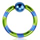 Piercing anneau 21 - Strié vert et bleu