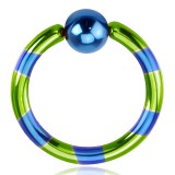 Piercing anneau 1,6mm 21 - Strié vert et bleu