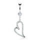 Piercing nombril cœur 39 - Creux avec multiples cristaux transparents