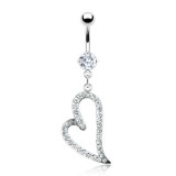 Piercing nombril cœur 39 - Creux avec multiples cristaux transparents