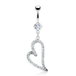 Piercing nombril cœur 39 - Creux avec multiples cristaux transparents