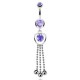 Piercing nombril cœur avec pendentif cœur lilas et trois chainettes (47)